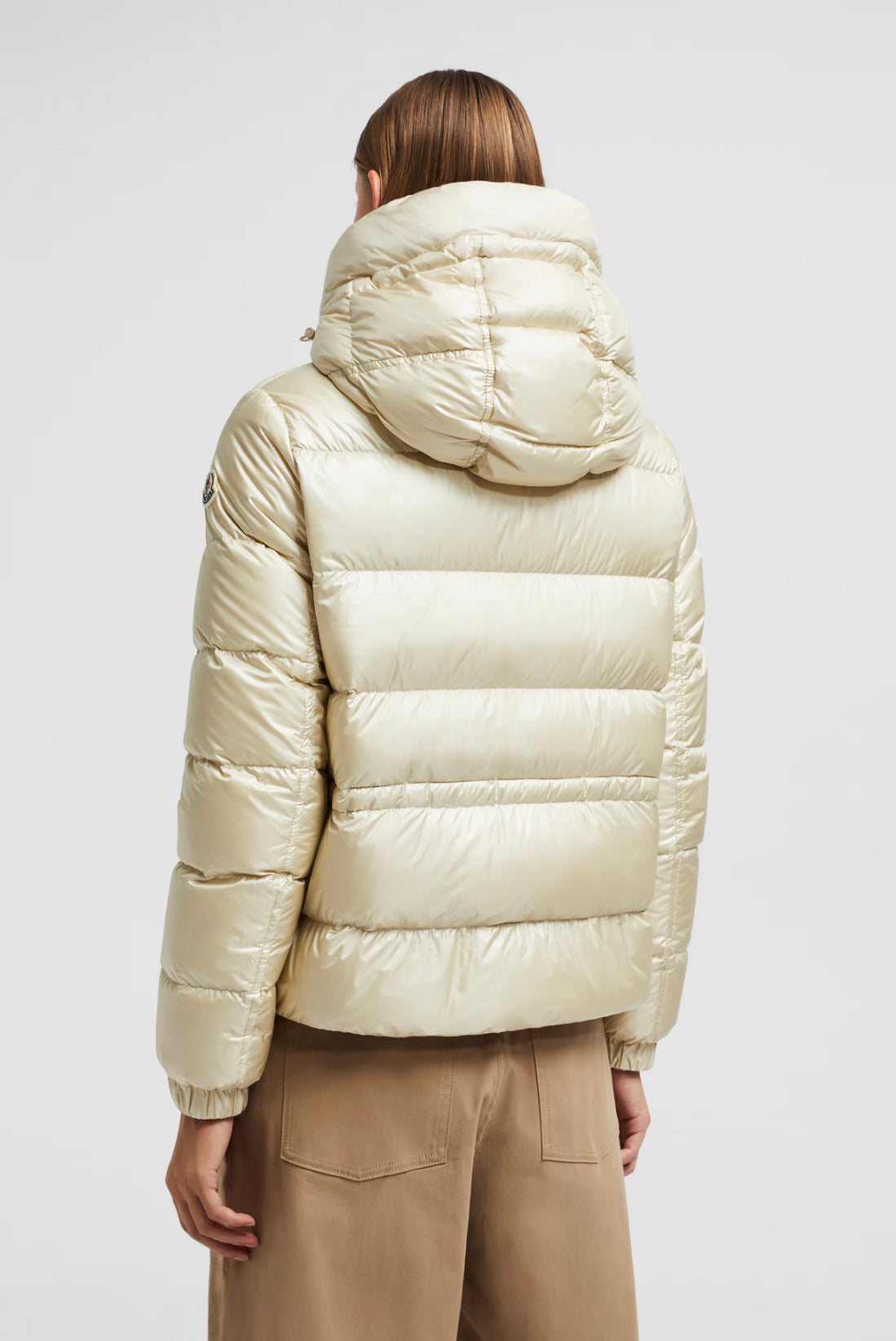 GIUBBOTTO MONCLER DONNA CORTO BIANCO CAPPUCCIO CLASSICO