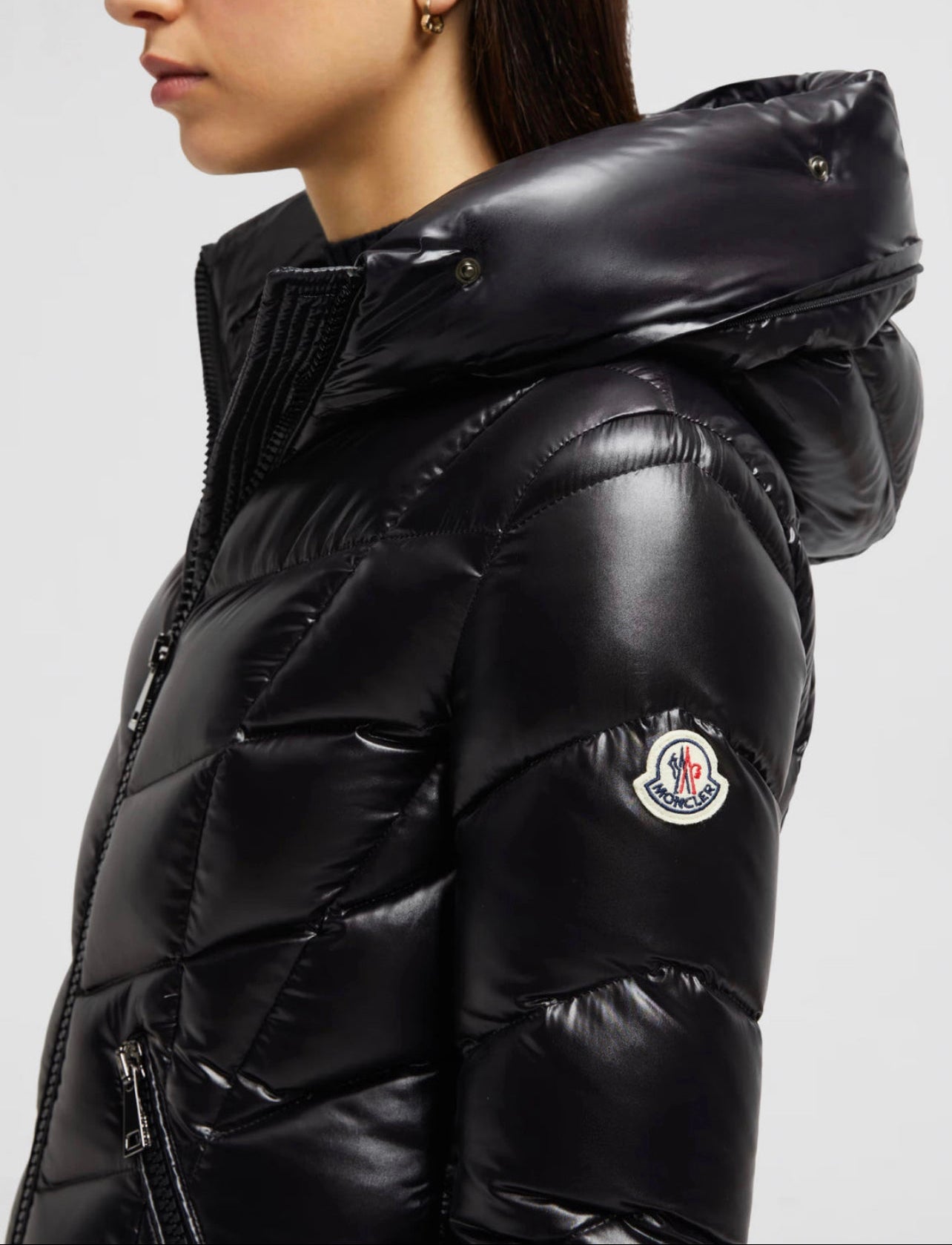 GIUBBOTTO MONCLER DONNA NERO LUNGO PELLICCIA