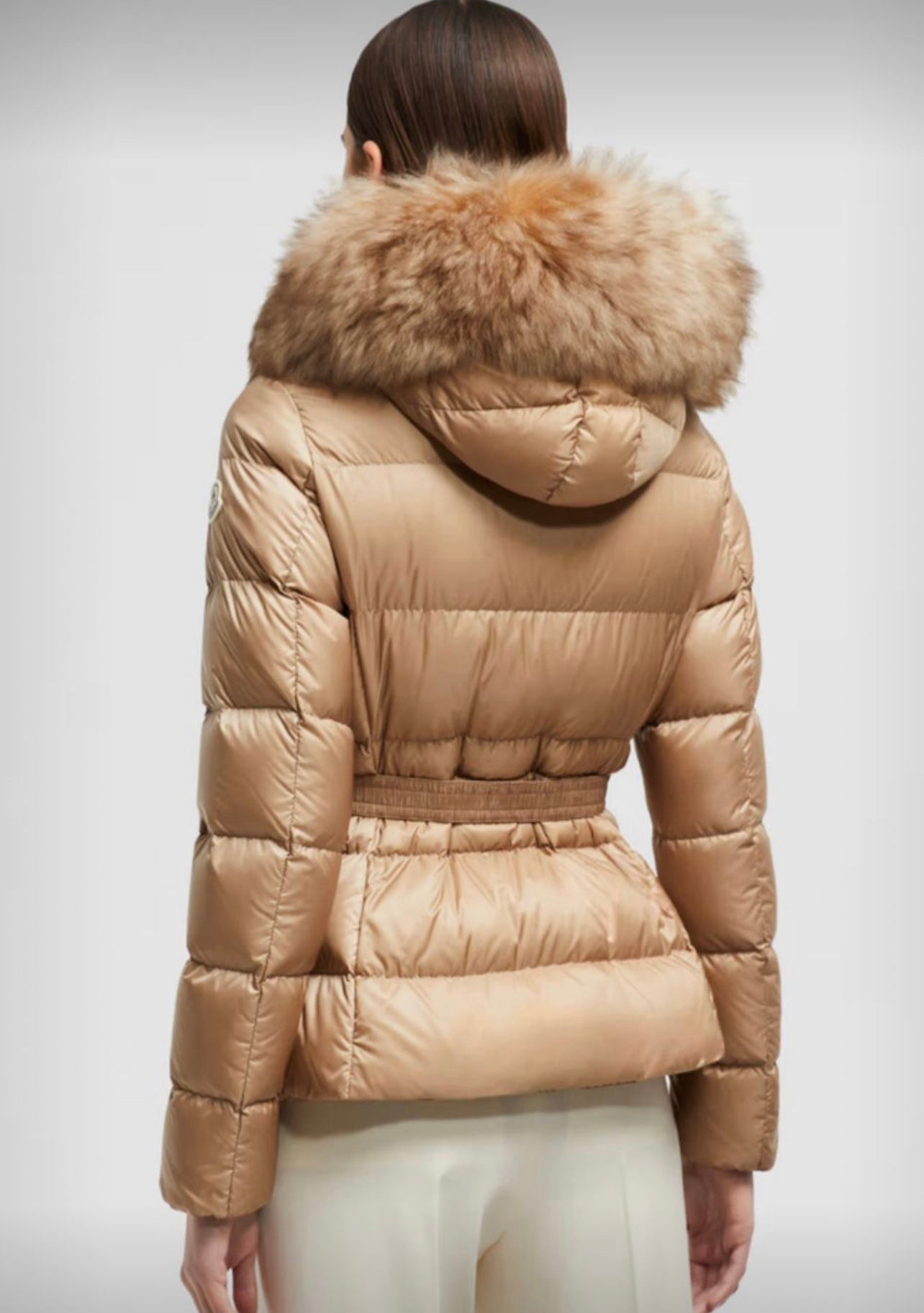 GIUBBOTTO MONCLER DONNA CORTO BEIGE PELLICCIA