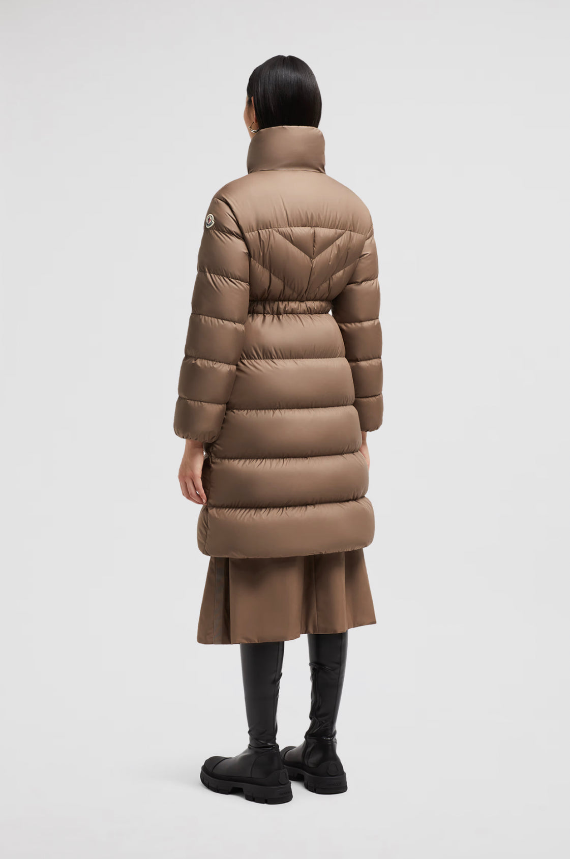 GIUBBOTTO MONCLER DONNA  LUNGO CON CINTA BEIGE CAMMELLO