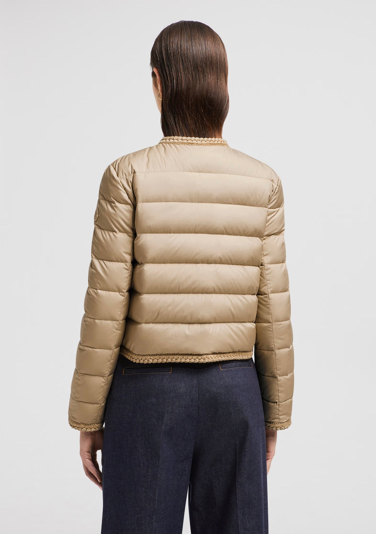 MONCLER DONNA CORTO RICAMATO BEIGE