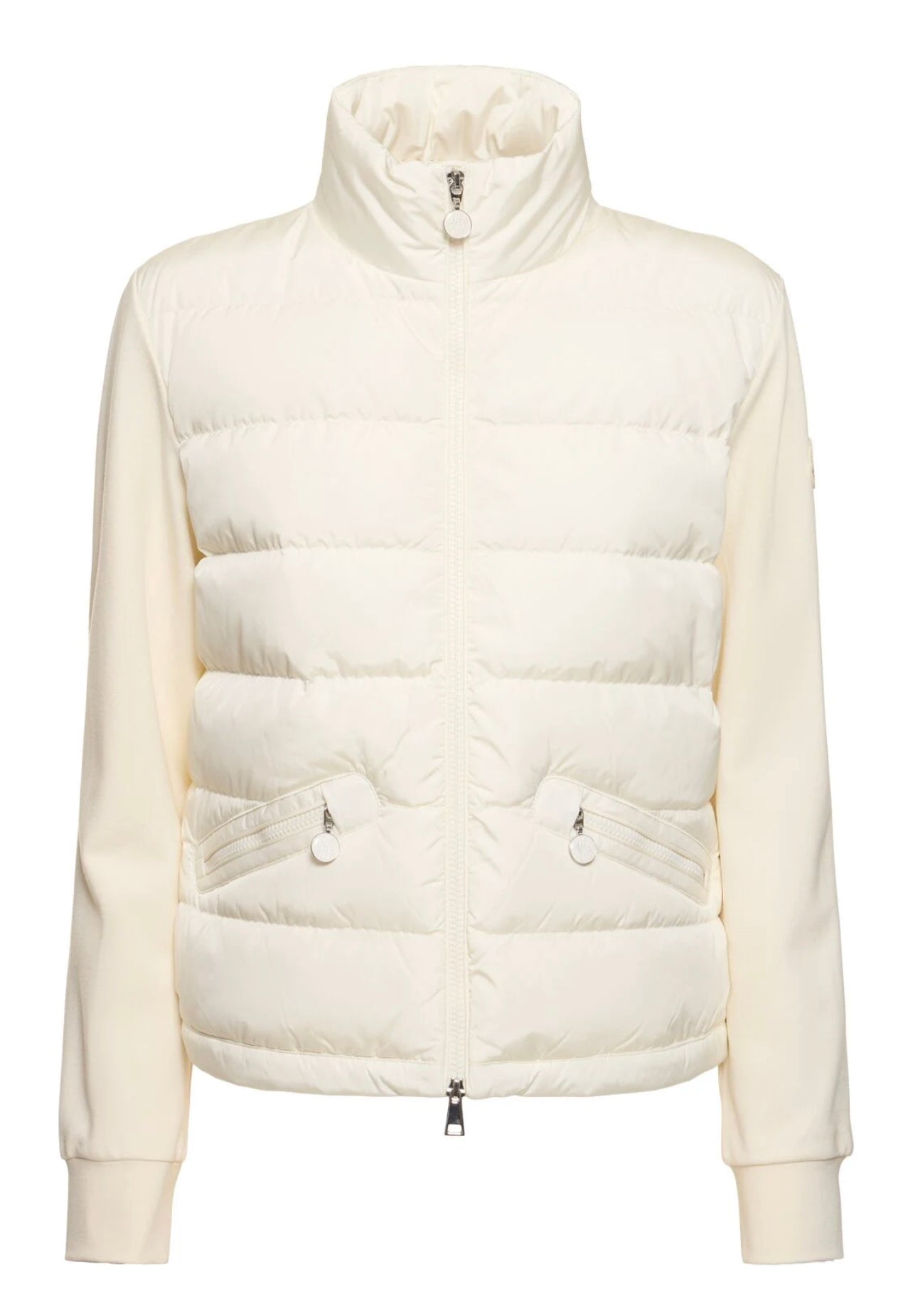 MONCLER DONNA BIANCO FELPA IN VISCOSA IMBOTTITA CON ZIP