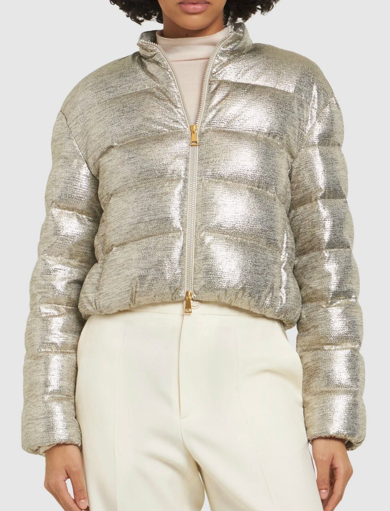 MONCLER DONNA ARGENTO CON ZIP ORO