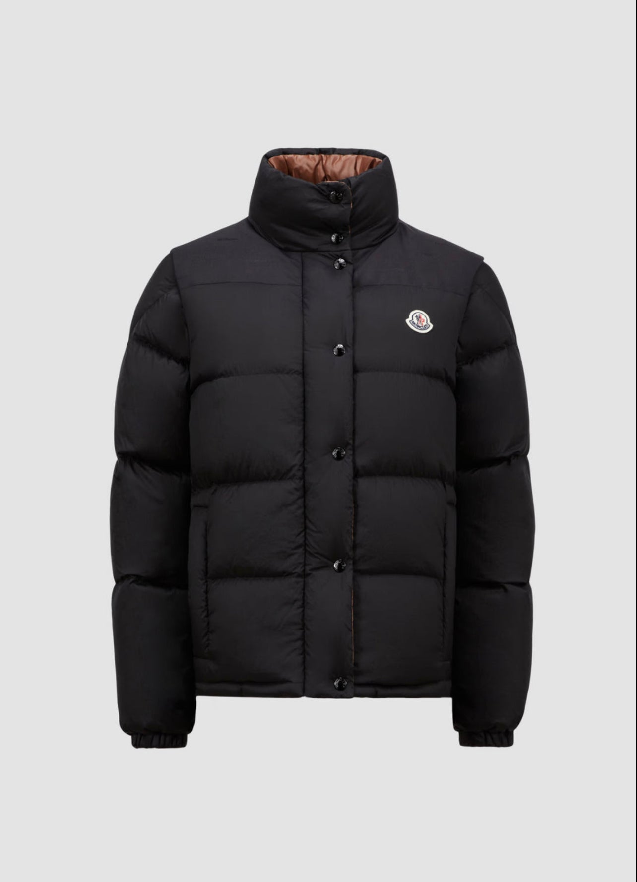 GIUBBOTTO MONCLER DONNA  CORTO NERO OPACO LOGO PETTO