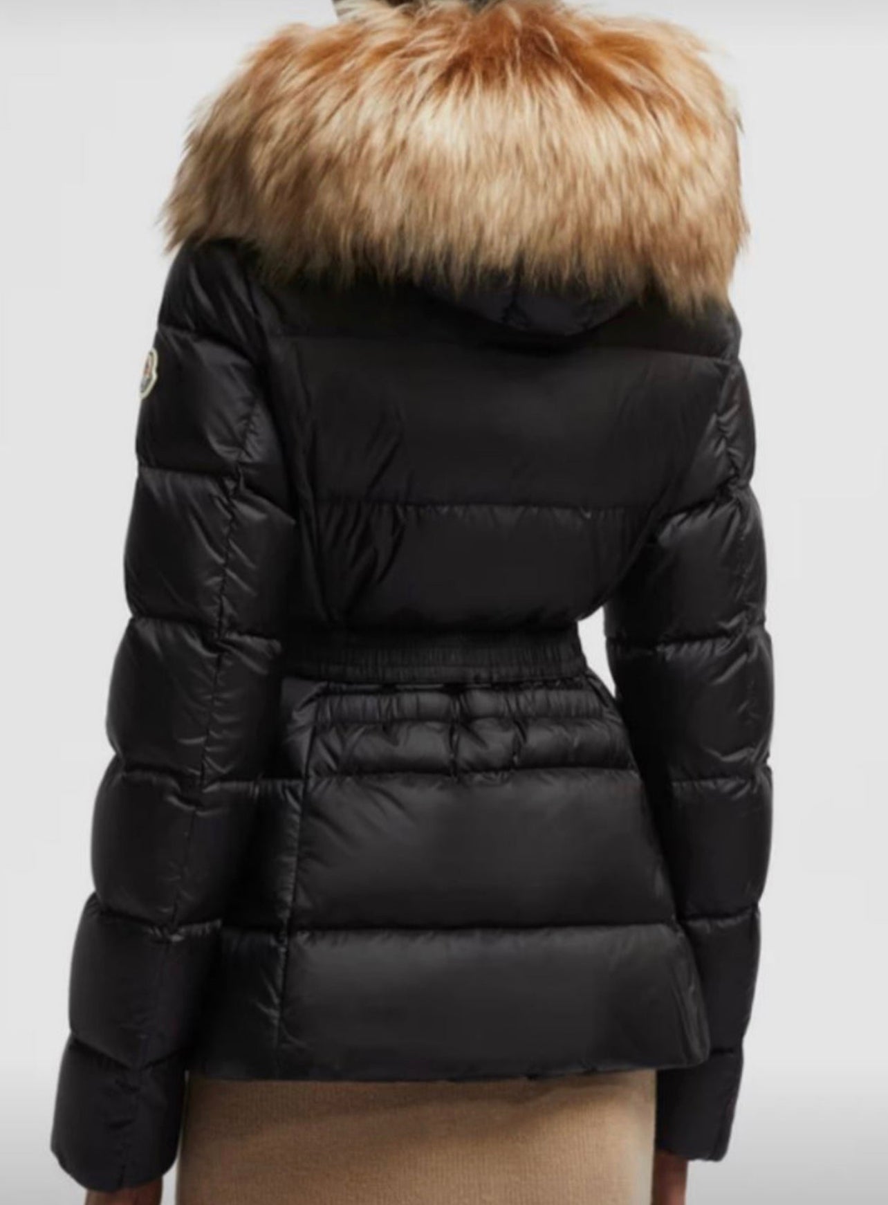 GIUBBOTTO MONCLER DONNA  CORTO NERO CON PELLICCIA BEIGE