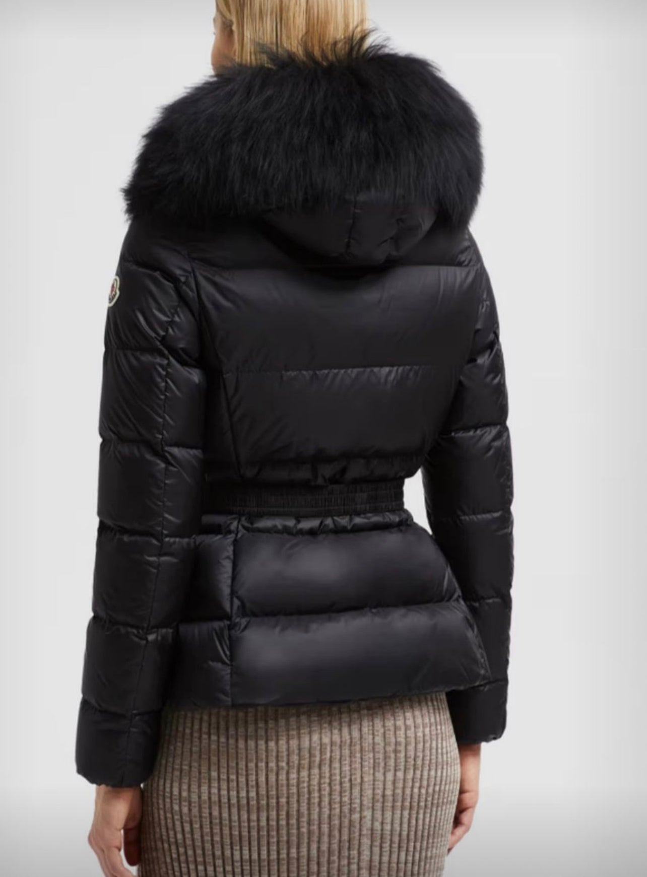 GIUBBOTTO MONCLER DONNA  CORTO NERO CON PELLICCIA NERO