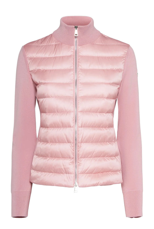 MONCLER DONNA ROSA CARDIGAN IMBOTTITO IN MISTO LANA