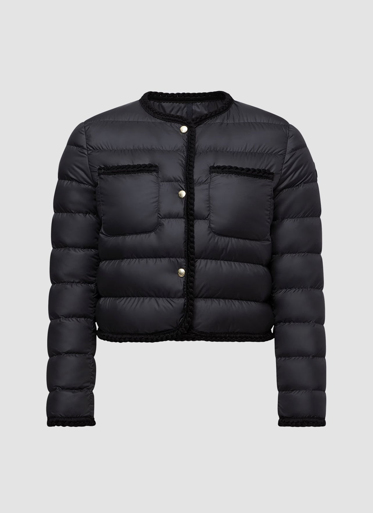 MONCLER DONNA CORTO RICAMATO NERO