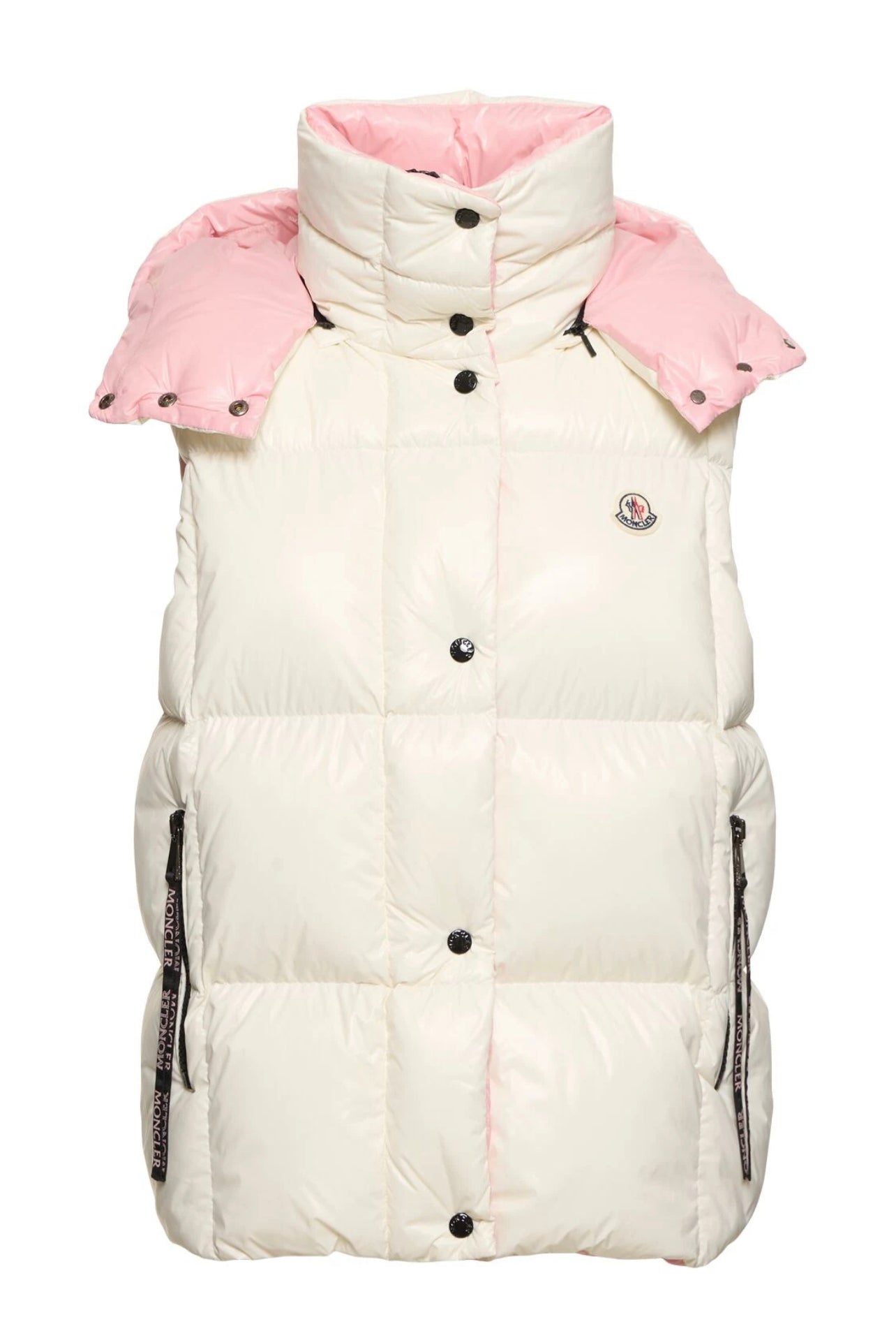 MONCLER DONNA SMANICATO BIANCO CON ROSA