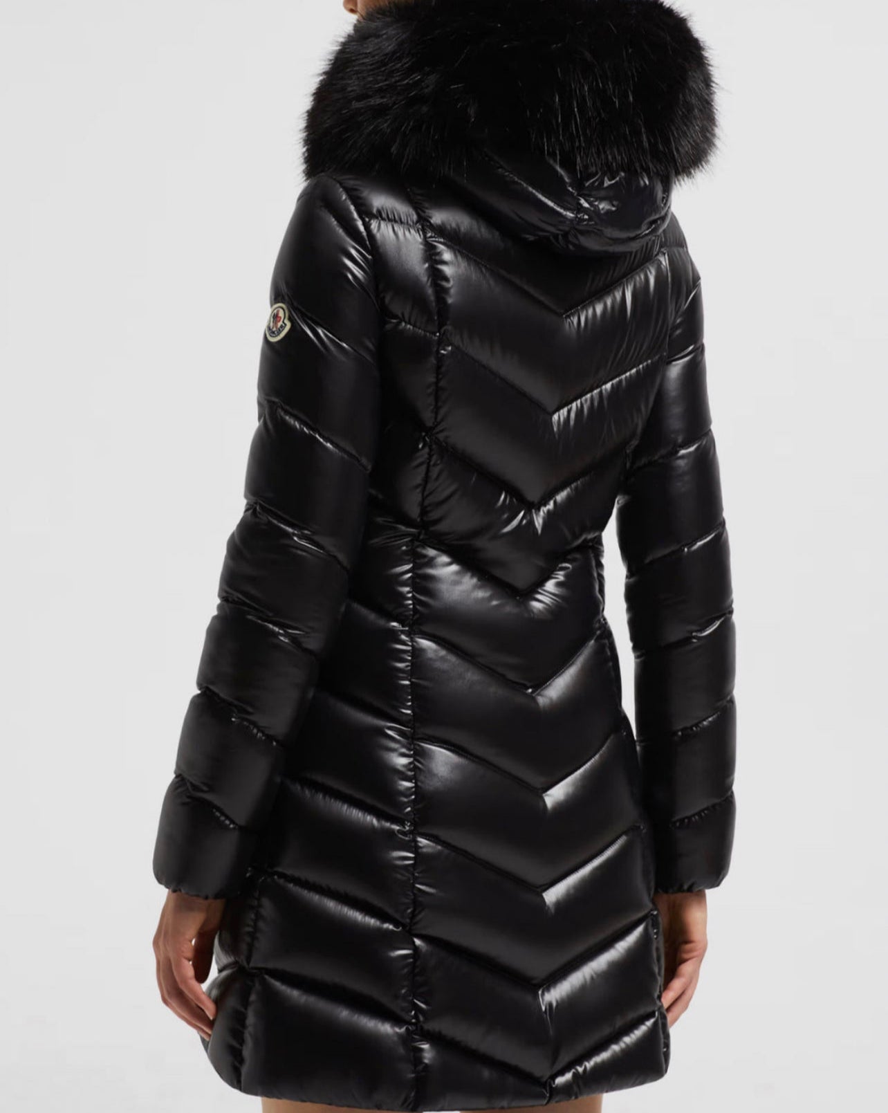 GIUBBOTTO MONCLER DONNA NERO LUNGO PELLICCIA