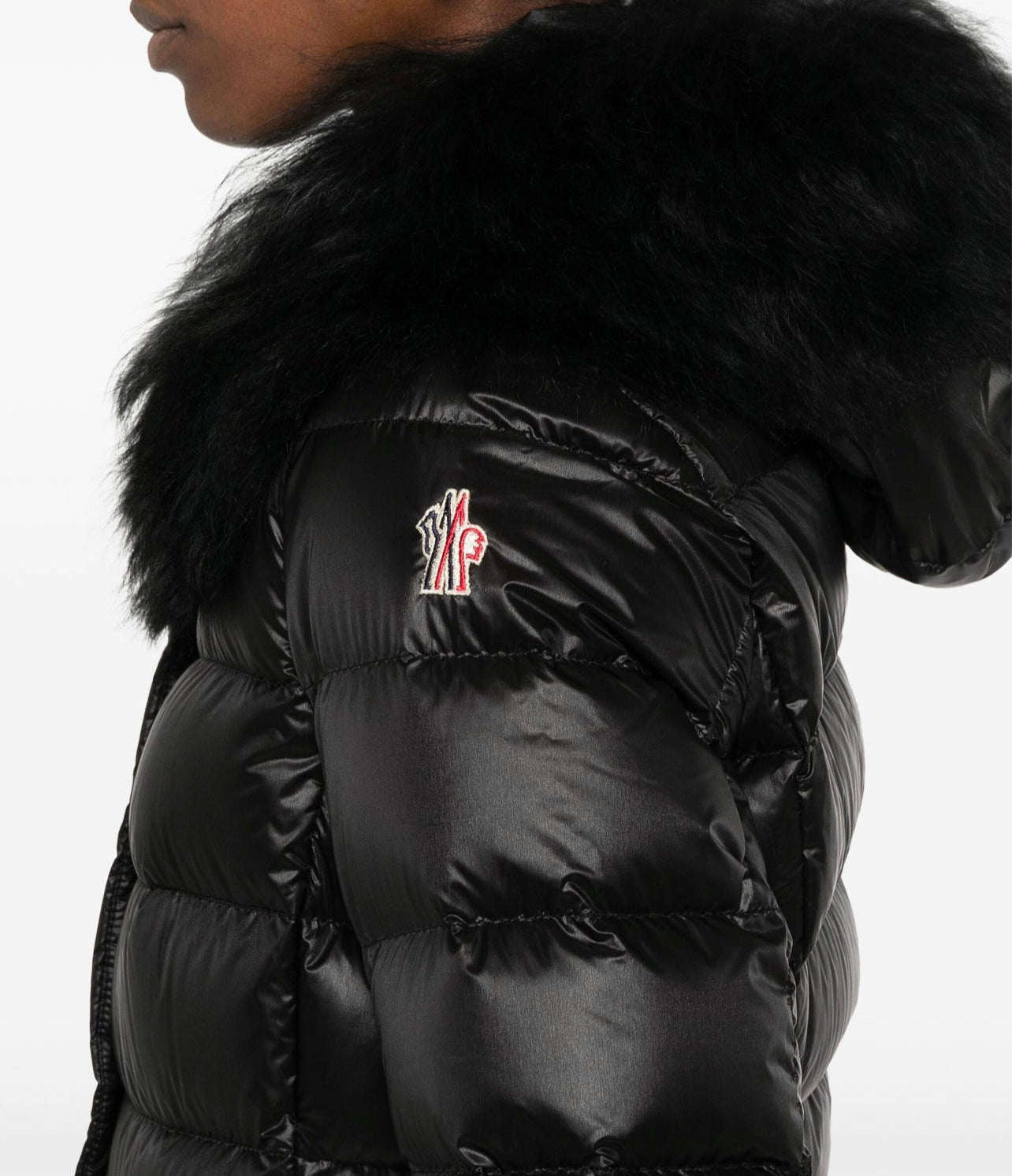 GIUBBOTTO MONCLER DONNA  CORTO NERO PELLICCIA