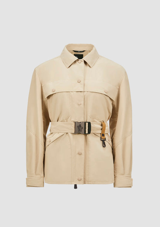 MONCLER DONNA GIACCA A CAMICIA BEIGE CON CINTA