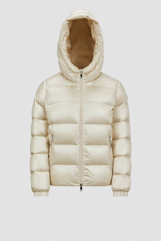 GIUBBOTTO MONCLER DONNA CORTO BIANCO CAPPUCCIO CLASSICO