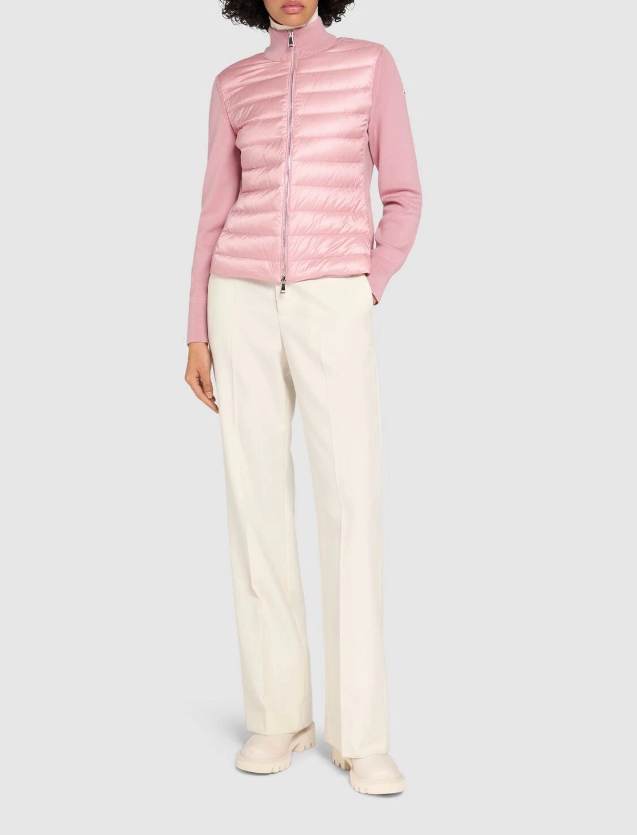 MONCLER DONNA ROSA CARDIGAN IMBOTTITO IN MISTO LANA