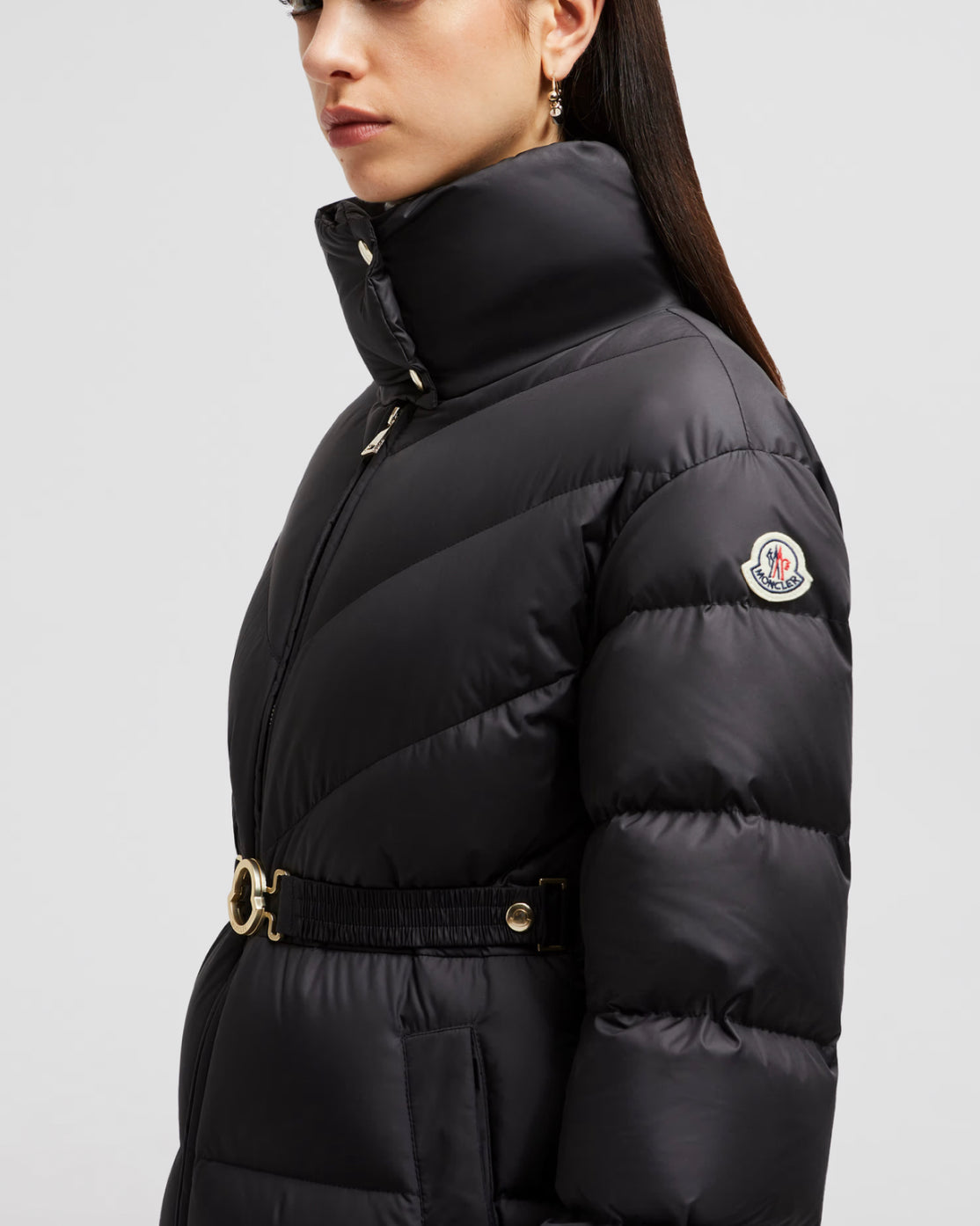 GIUBBOTTO MONCLER DONNA  LUNGO CON CINTA NERO