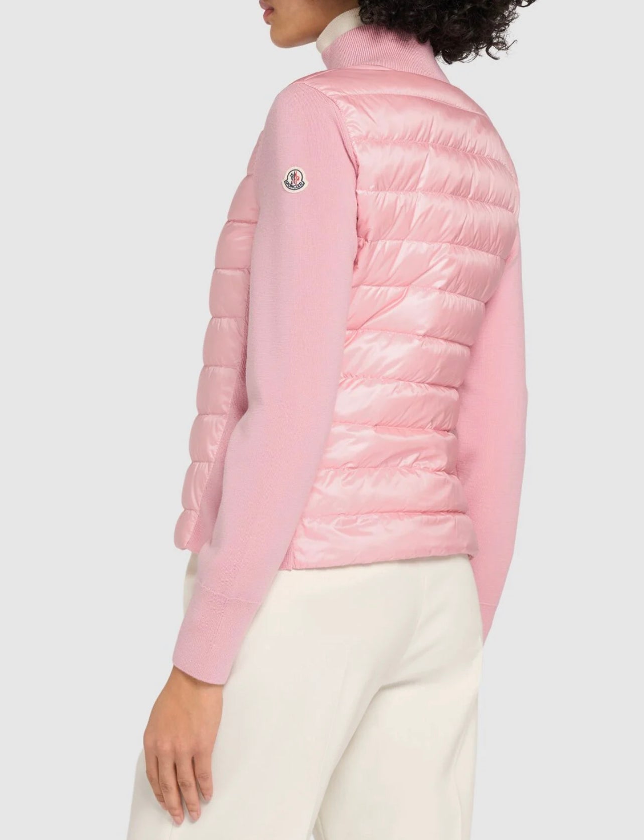 MONCLER DONNA ROSA CARDIGAN IMBOTTITO IN MISTO LANA