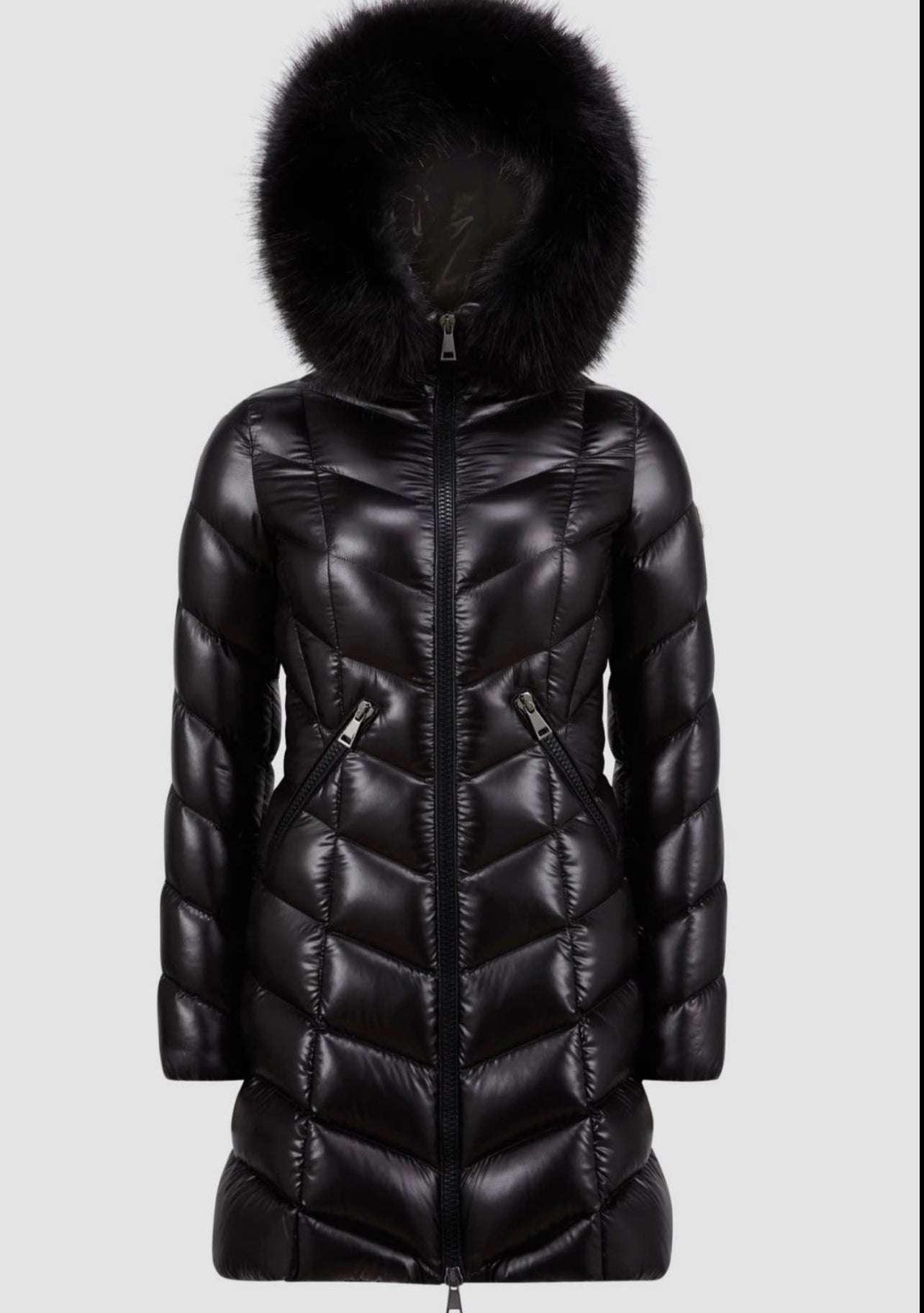 GIUBBOTTO MONCLER DONNA NERO LUNGO PELLICCIA