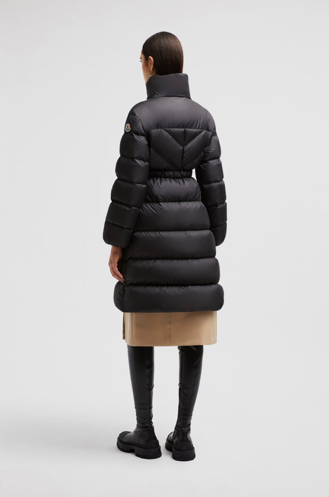 GIUBBOTTO MONCLER DONNA  LUNGO CON CINTA NERO