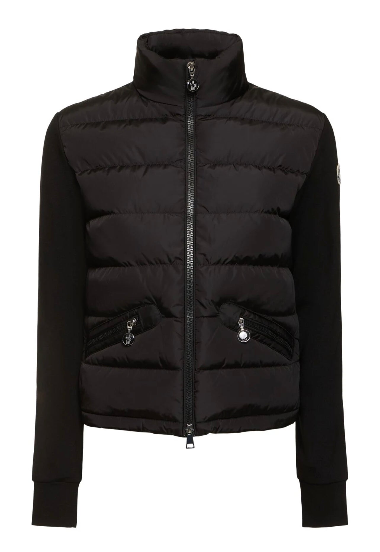 MONCLER DONNA FELPA NERO IN VISCOSA IMBOTTITA CON ZIP