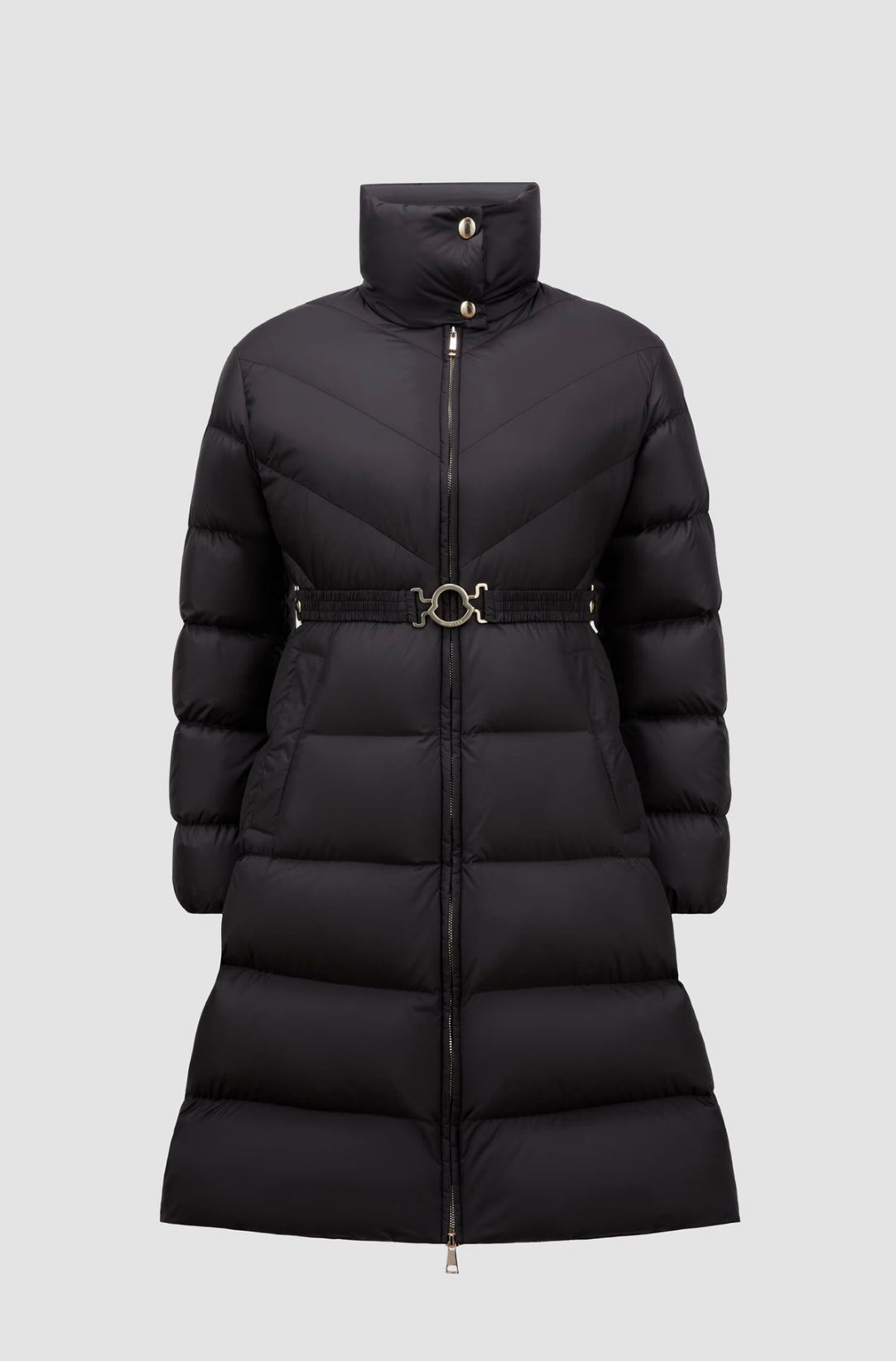 GIUBBOTTO MONCLER DONNA  LUNGO CON CINTA NERO