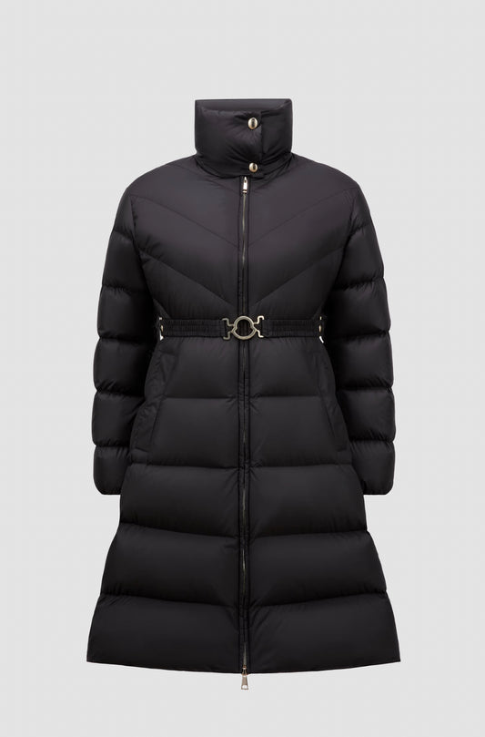 GIUBBOTTO MONCLER DONNA  LUNGO CON CINTA NERO