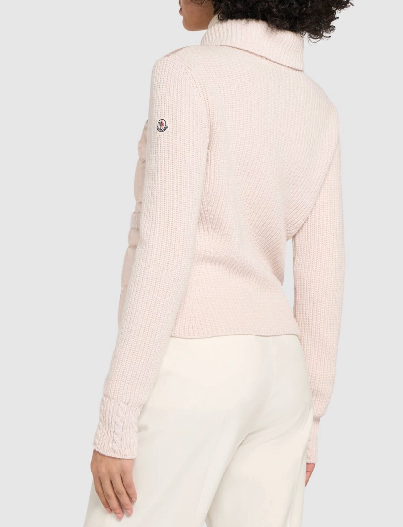 MONCLER DONNA ROSA CARDIGAN IMBOTTITO IN MISTO LANA VERGINE