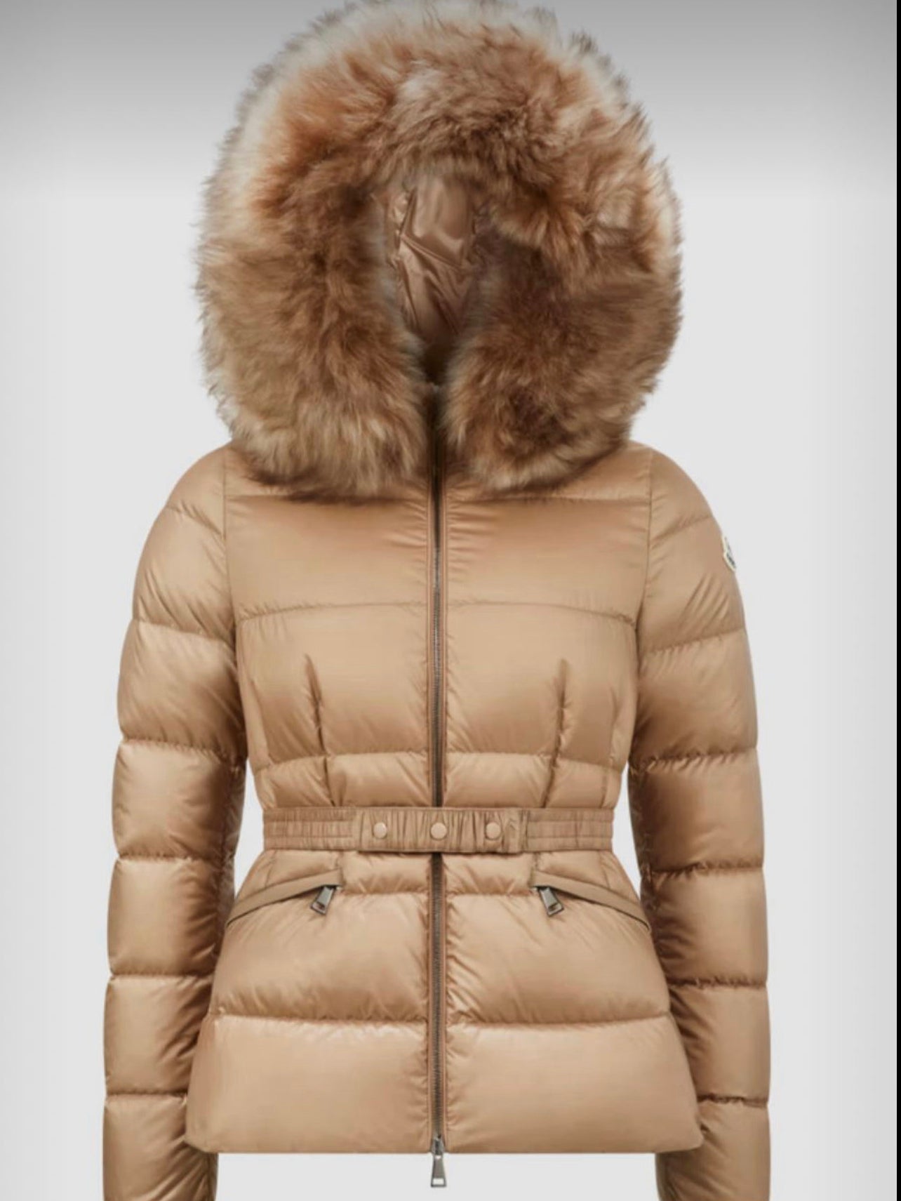 GIUBBOTTO MONCLER DONNA CORTO BEIGE PELLICCIA