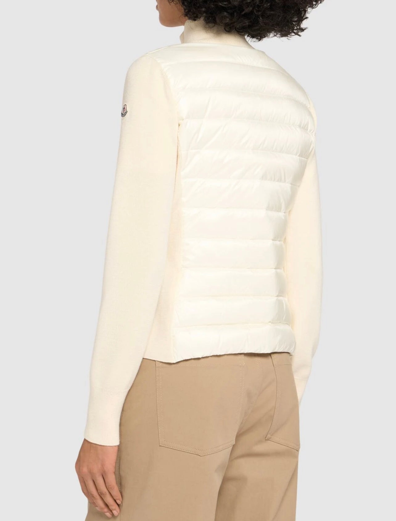 MONCLER DONNA BIANCO CARDIGAN IMBOTTITO IN MISTO LANA