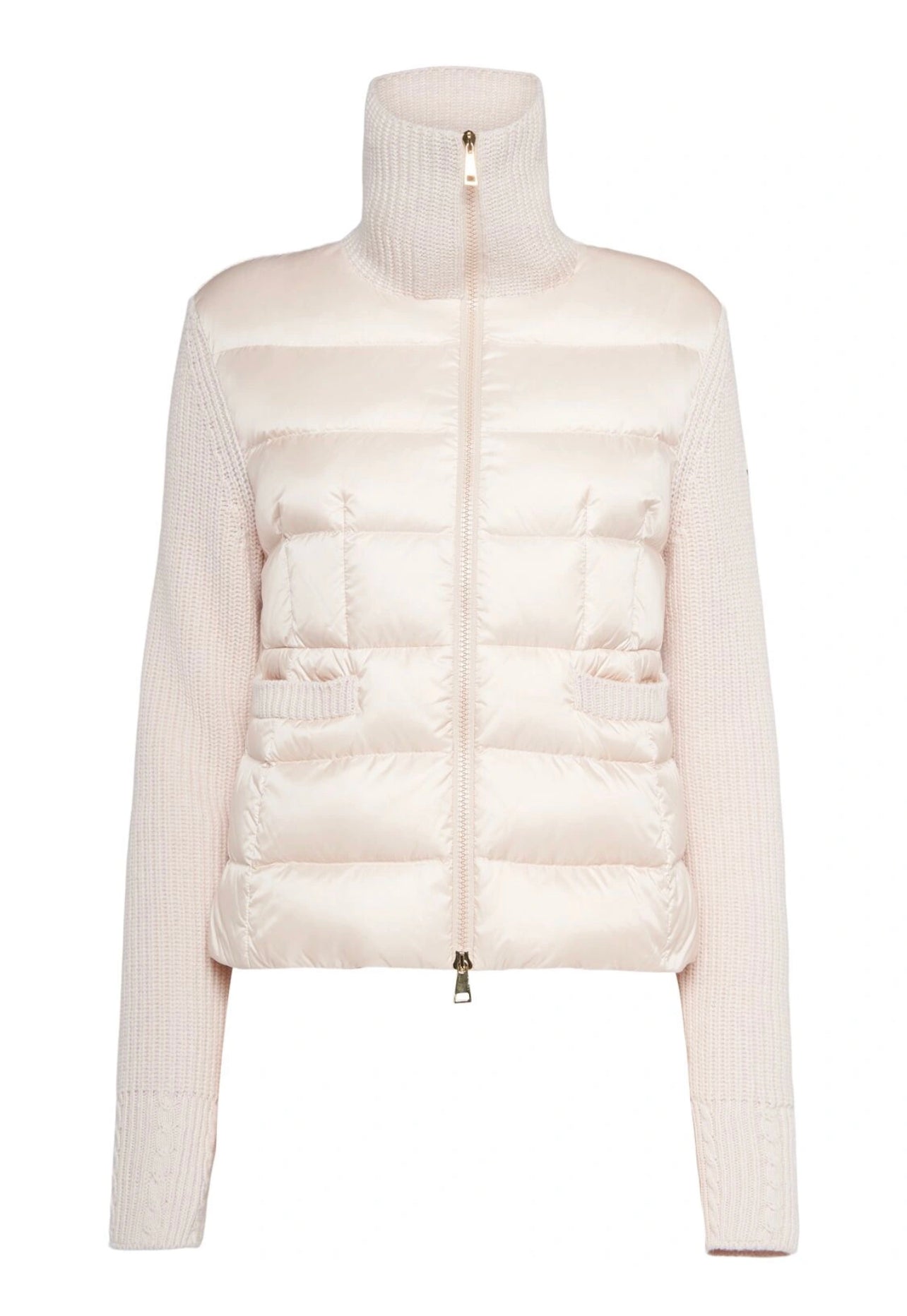 MONCLER DONNA ROSA CARDIGAN IMBOTTITO IN MISTO LANA VERGINE