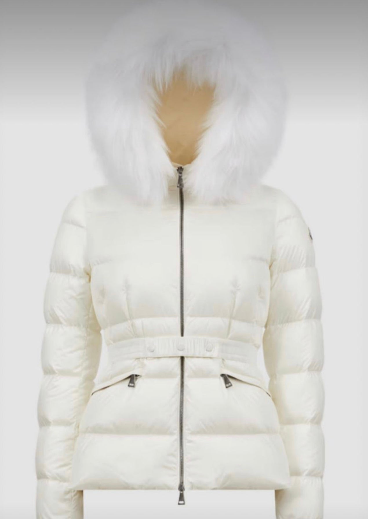 GIUBBOTTO MONCLER DONNA CORTO BIANCO PELLICCIA