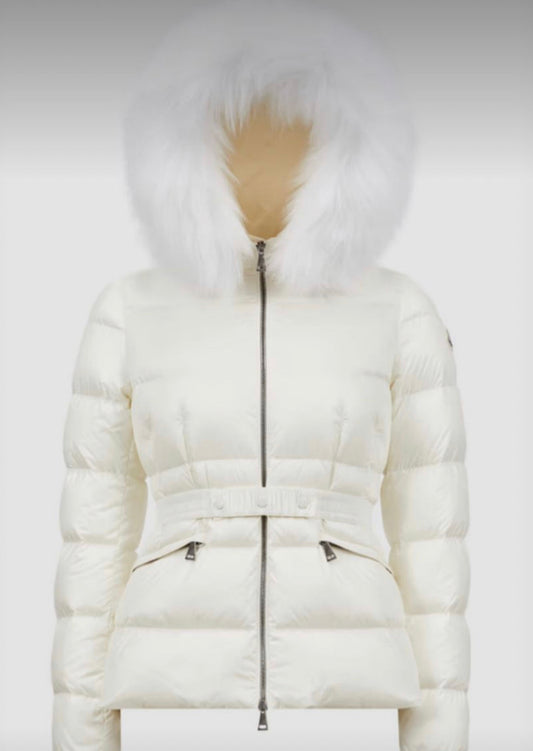 GIUBBOTTO MONCLER DONNA CORTO BIANCO PELLICCIA